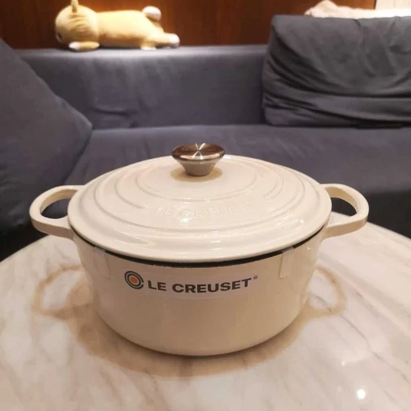 Cocotte Ronde - en - Fonte - Émaillée - 24 CM - (3,7 à 4,2L) - Mijoté, Four et Induction - Nettoyage Facile - 7 Couleurs : avec - son - couvercle