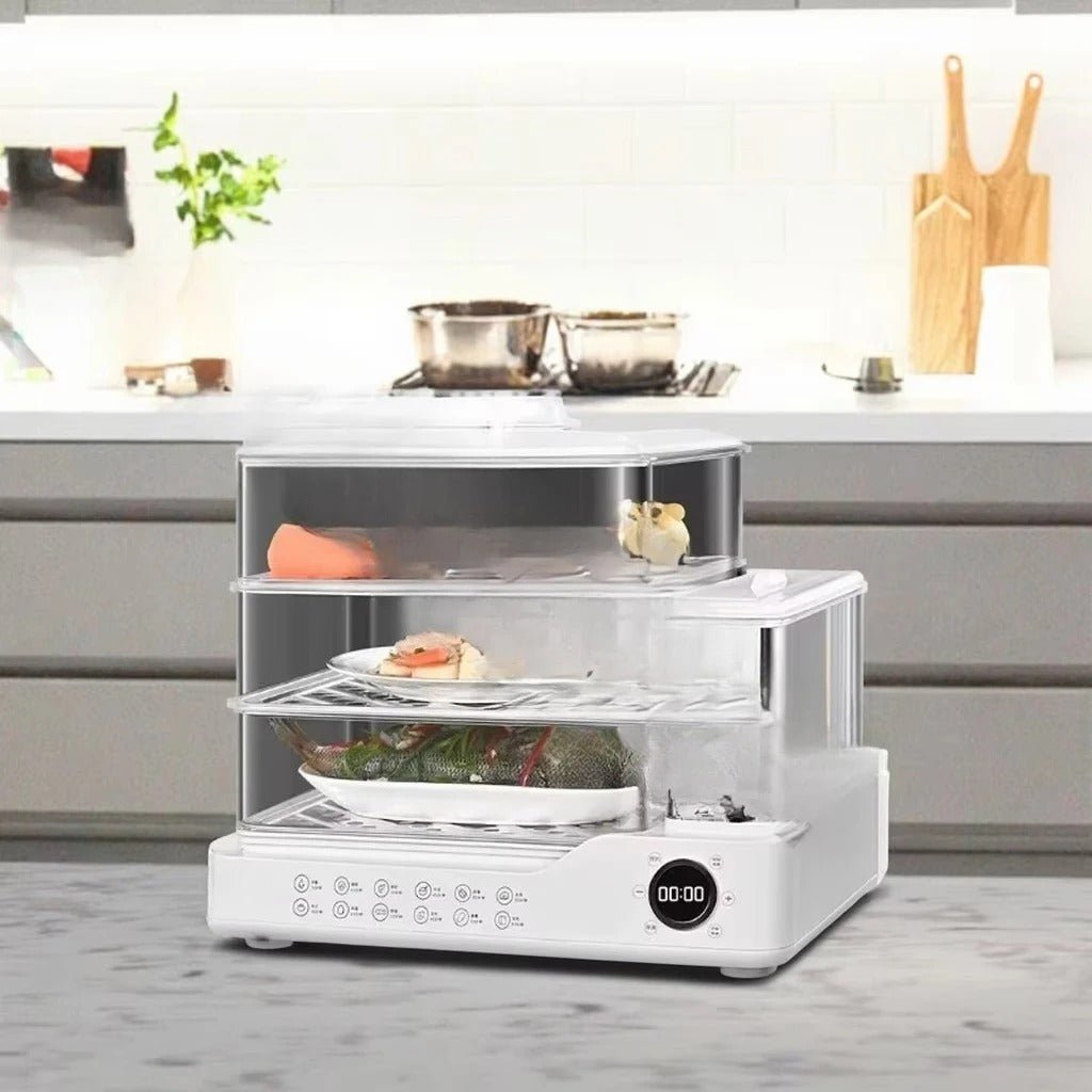 Cuiseur - vapeur - 3 - niveaux - 800w - sur - la - table