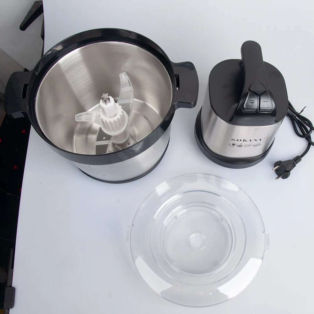 Hachoir - à - Viande - Électrique -Professionnel - 3200W - Inox : montrant - les - 3 - parties 