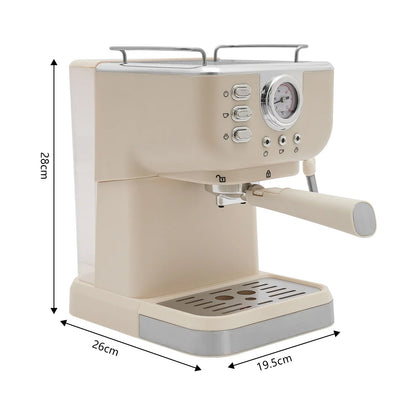 Machine - à - café - expresso - avec -mousseur - 20 - bars - beige - dimensions