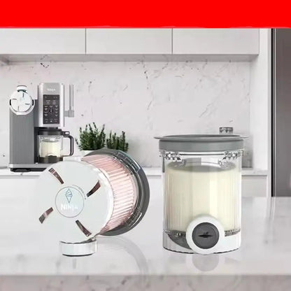 Ninja - CREAMI - 13-en-1 - machine -glace - sorbet - gris - 2 - pots - sur - plan - de - travail