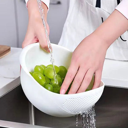 Passoire multifonctions avec bol de lavage : blanc avec raisin