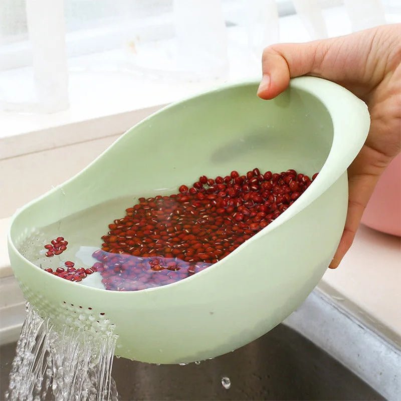 Passoire multifonctions avec bol de lavage : vert avec haricots