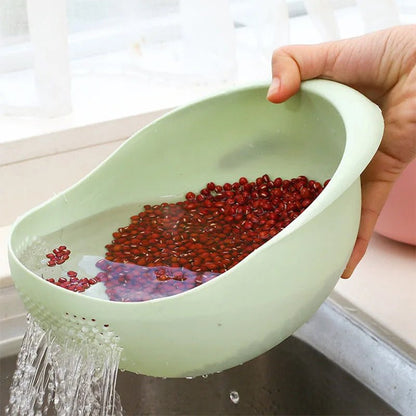 Passoire multifonctions avec bol de lavage : vert avec haricots