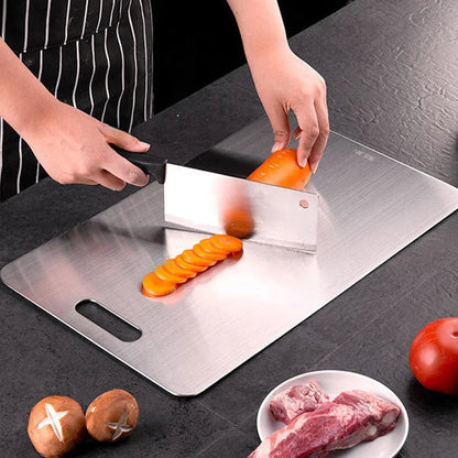 Planche - à - Découper - Alimentaire -Double - Face - en - Acier - Inoxydable - 18/10 : découpe - carotte
