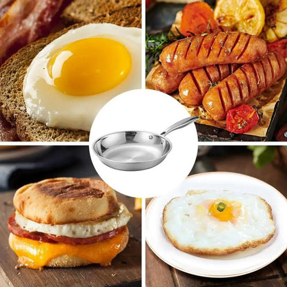 Poêle- en- acier- inoxydable- poli- rond-  induction : différentes- cuisson