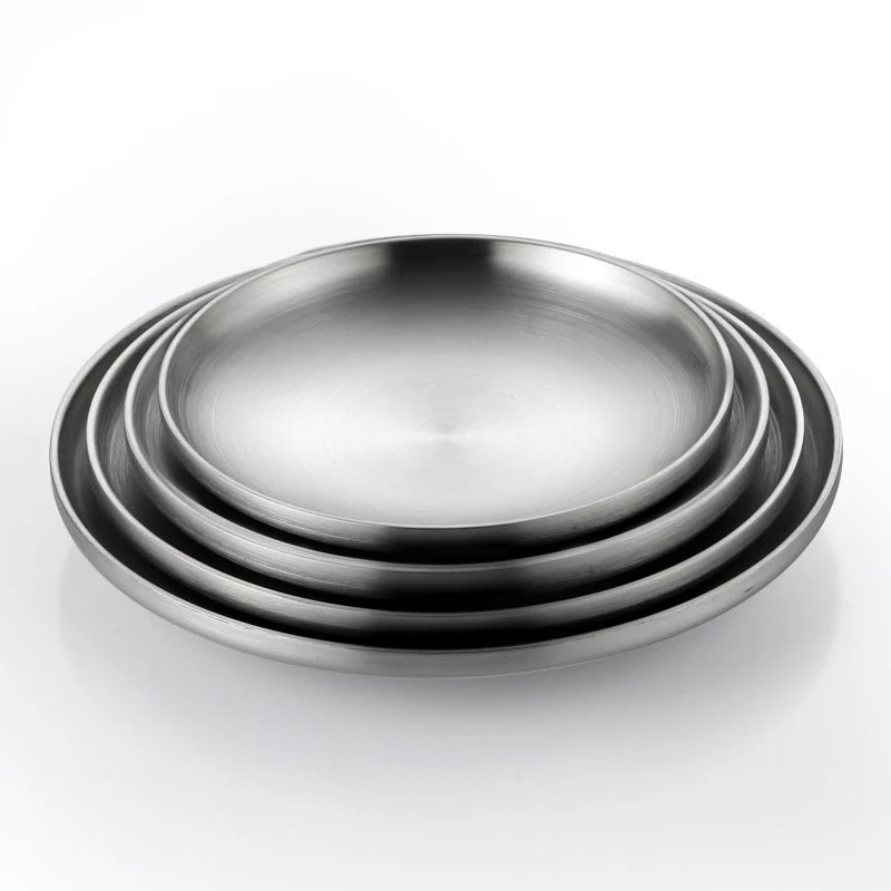 Assiette ronde acier inoxydable 304 double paroi - Prati - Kitchen