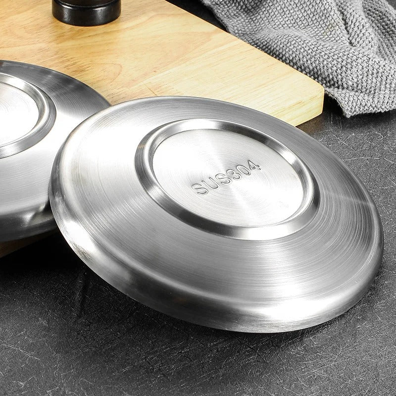 Assiette ronde acier inoxydable 304 double paroi - Prati - Kitchen