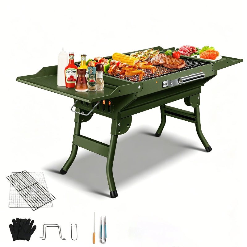 Barbecue au charbon de bois pliable vert - Prati-Kitchen