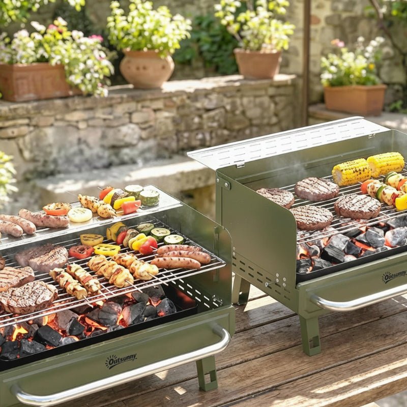 Barbecue au charbon de bois pliable vert - Prati-Kitchen