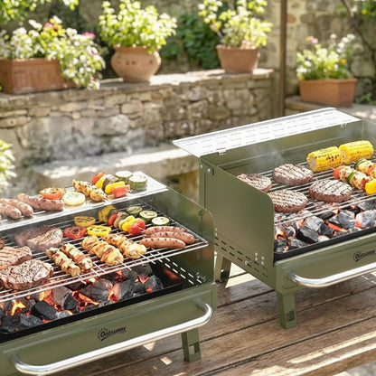 Barbecue au charbon de bois pliable vert - Prati-Kitchen