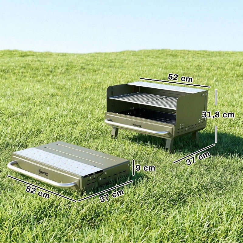 Barbecue au charbon de bois pliable vert - Prati-Kitchen