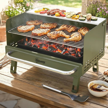 Barbecue au charbon de bois pliable vert - Prati-Kitchen