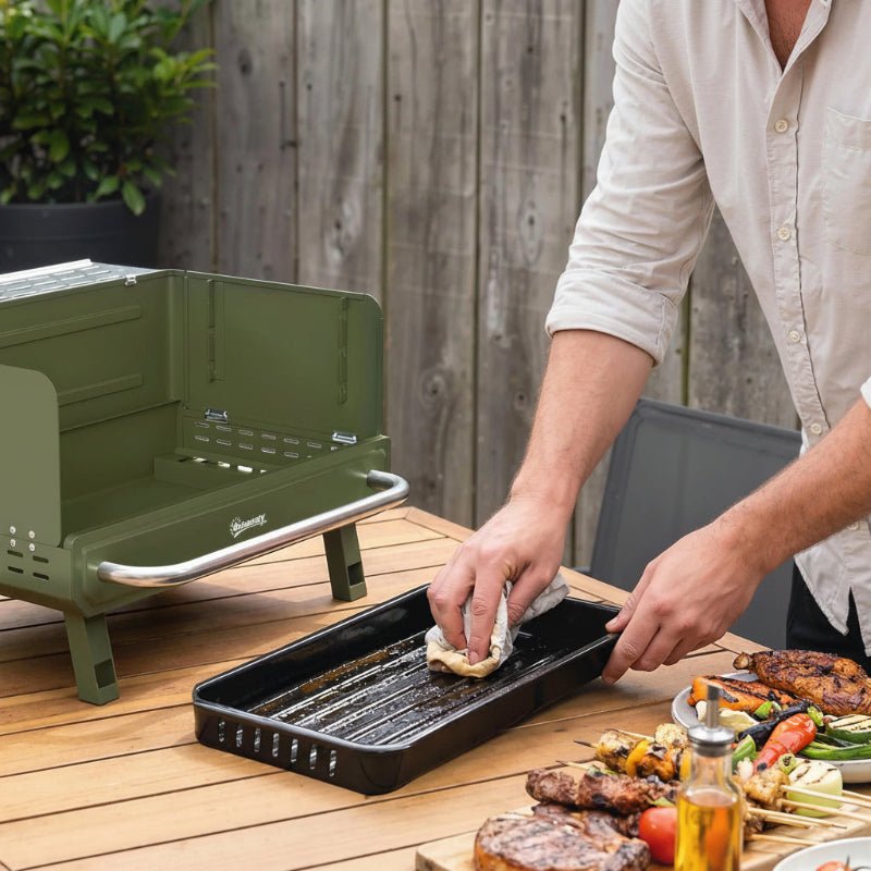 Barbecue au charbon de bois pliable vert - Prati-Kitchen