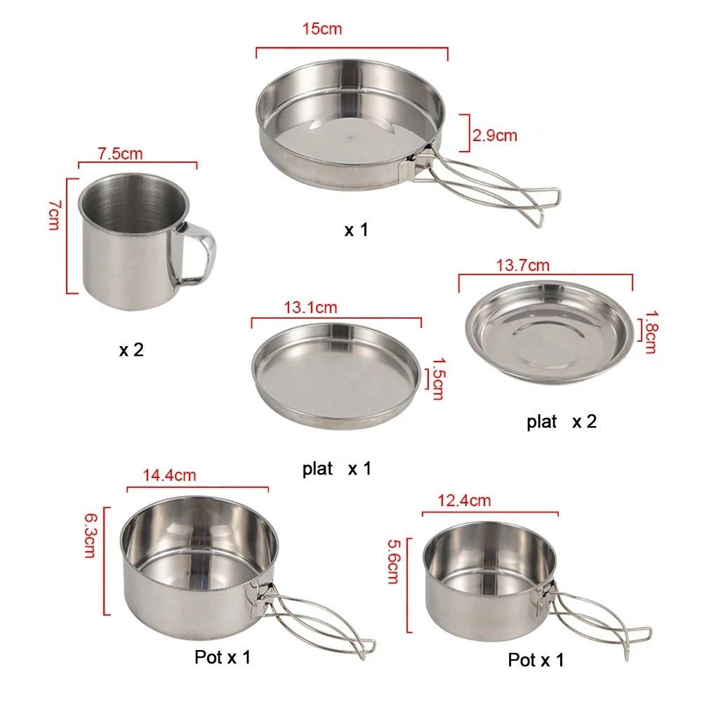 Batterie cuisine camping acier inoxydable 8 pièces - Prati - Kitchen