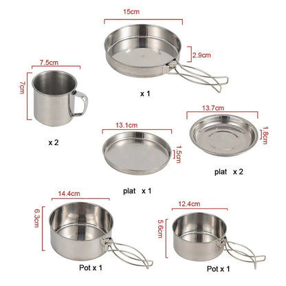 Batterie cuisine camping acier inoxydable 8 pièces - Prati - Kitchen