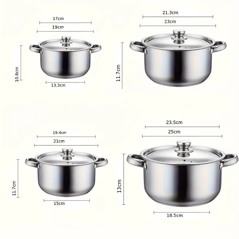 Batterie de Cuisine 4 Pièces Inox 18/10 Professionnel – Grande Capacité, Tous Feux (Induction) - Prati - Kitchen