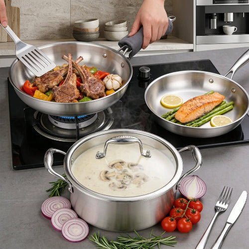 Batterie de cuisine inox 10 pièces - Prati-Kitchen