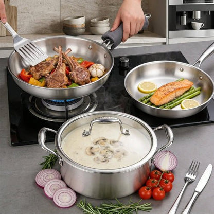 Batterie de cuisine inox 10 pièces - Prati-Kitchen
