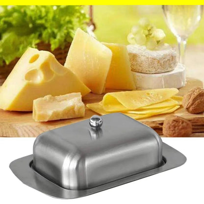 beurrier en acier inoxydable massif | Plat à beurre Premium avec couvercle Ergonomique - Prati - Kitchen