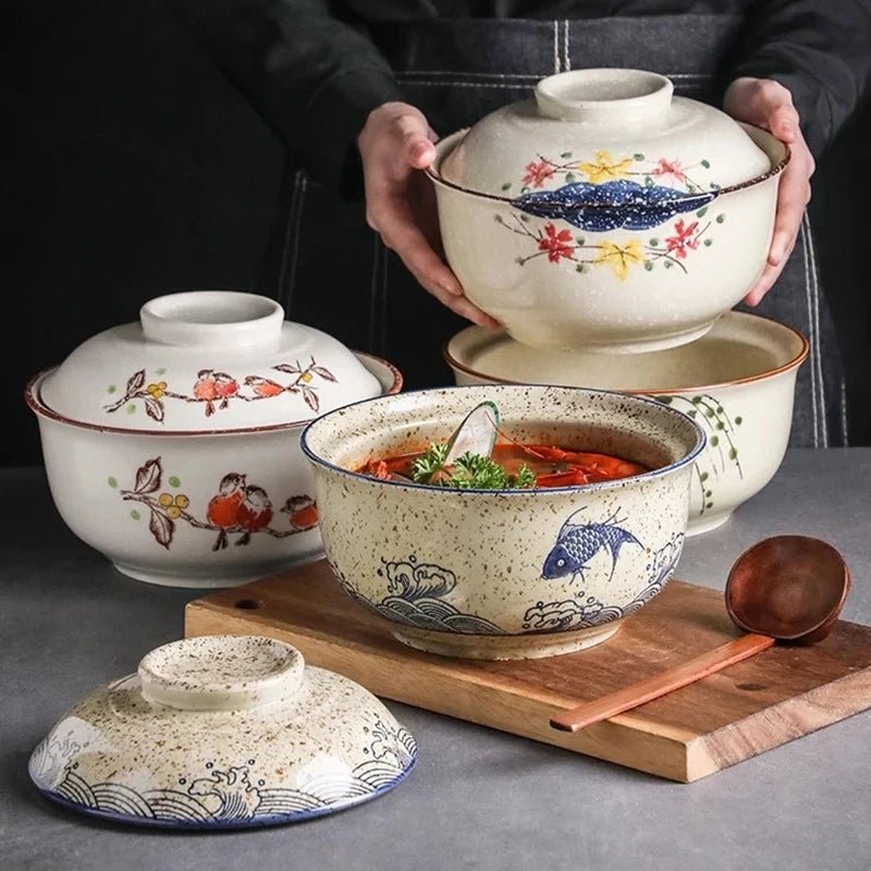 Bol à Ramen en Céramique avec Couvercle | Maintien au Chaud, Idéal pour Soupe et Nouilles - Prati - Kitchen