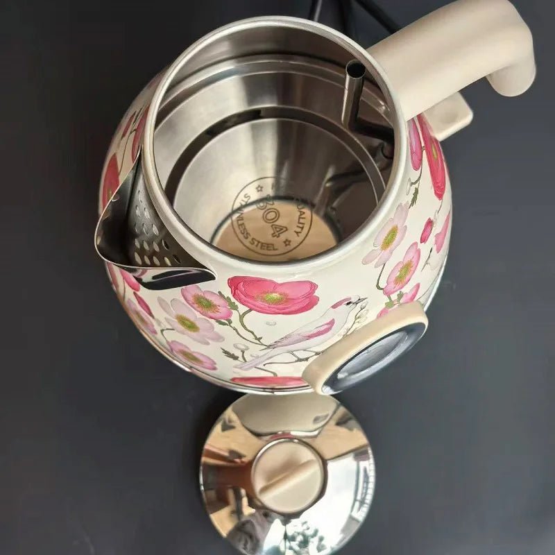 Bouilloire Électrique Rétro 1.7L – Acier Inoxydable 18/10, Thermomètre Intégré, Sans Fil, 1850W – Mise Hors Tension Automatique – pour Thé et Café - Prati - Kitchen