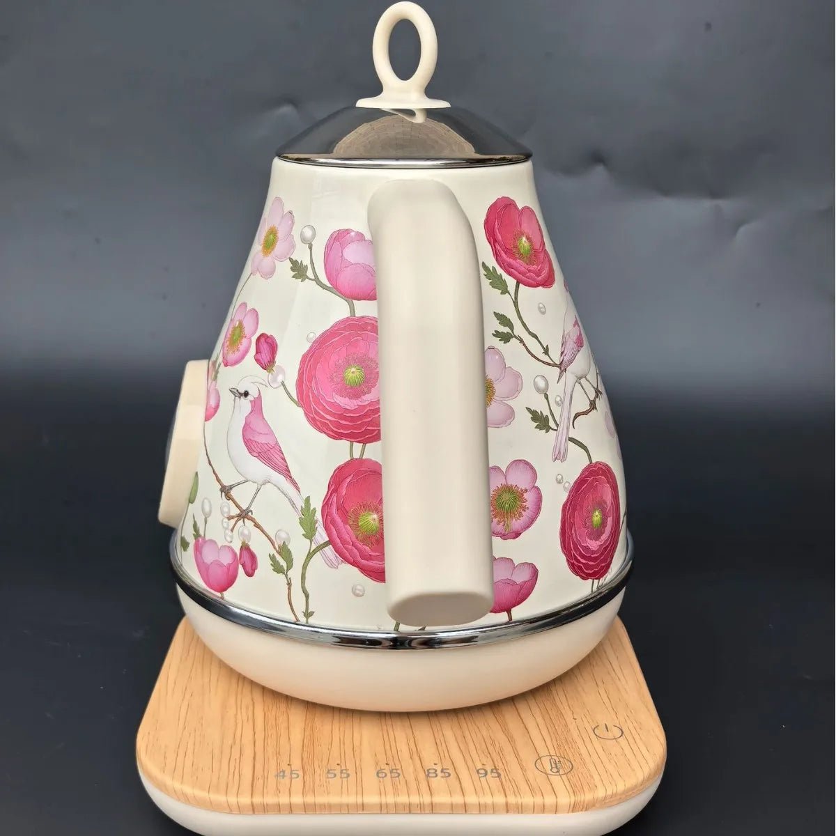 Bouilloire Électrique Rétro à Fleurs Roses 1,7L | Inox 18/10 et Température Réglable - Prati - Kitchen