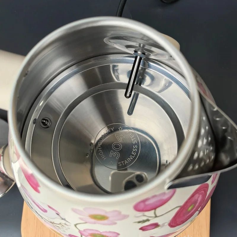 Bouilloire Électrique Rétro à Fleurs Roses 1,7L | Inox 18/10 et Température Réglable - Prati - Kitchen