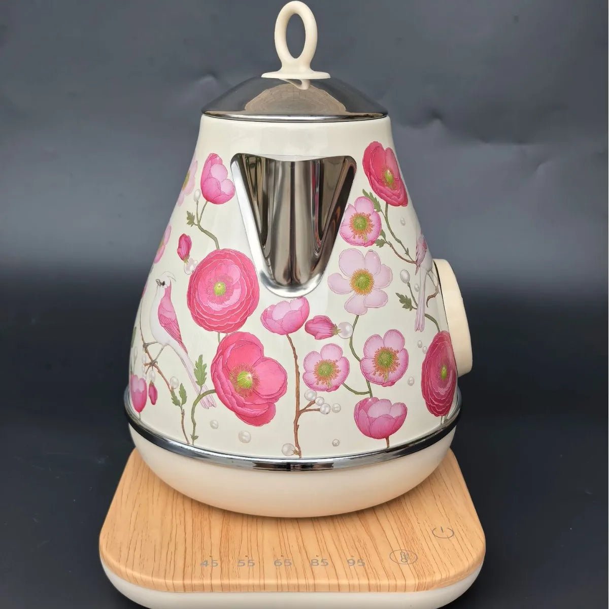 Bouilloire Électrique Rétro à Fleurs Roses 1,7L | Inox 18/10 et Température Réglable - Prati - Kitchen