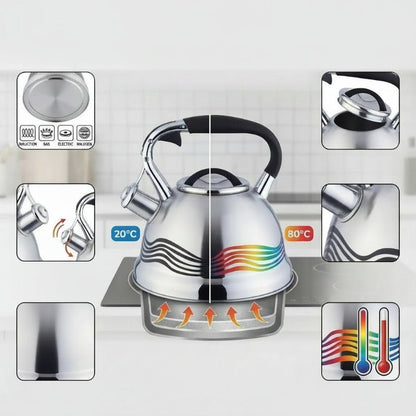 Bouilloire sifflante thermique inox 2.7l - Prati-Kitchen