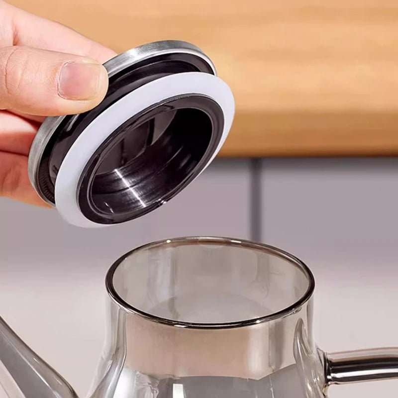 BOUTEILLE D'HUILE ANTI - GOUTTE (1000ML) | Verre et Acier Inoxydable | Verseur Précis et Propreté Cuisine Garantie. - Prati - Kitchen