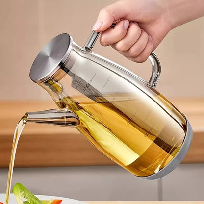 BOUTEILLE D'HUILE ANTI - GOUTTE (1000ML) | Verre et Acier Inoxydable | Verseur Précis et Propreté Cuisine Garantie. - Prati - Kitchen