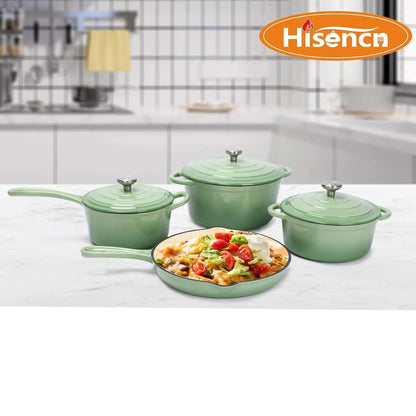 Cocotte de Cuisine en Fonte Émaillée 4 Pièces 🥘 | Ensemble Casseroles, Marmite Four Hollandais et Poêle Skillet | Qualité Professionnelle - Prati - Kitchen