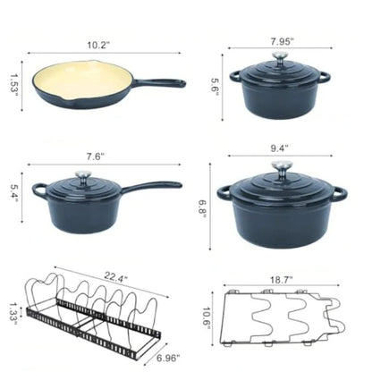 Cocotte de Cuisine en Fonte Émaillée 4 Pièces 🥘 | Ensemble Casseroles, Marmite Four Hollandais et Poêle Skillet | Qualité Professionnelle - Prati - Kitchen