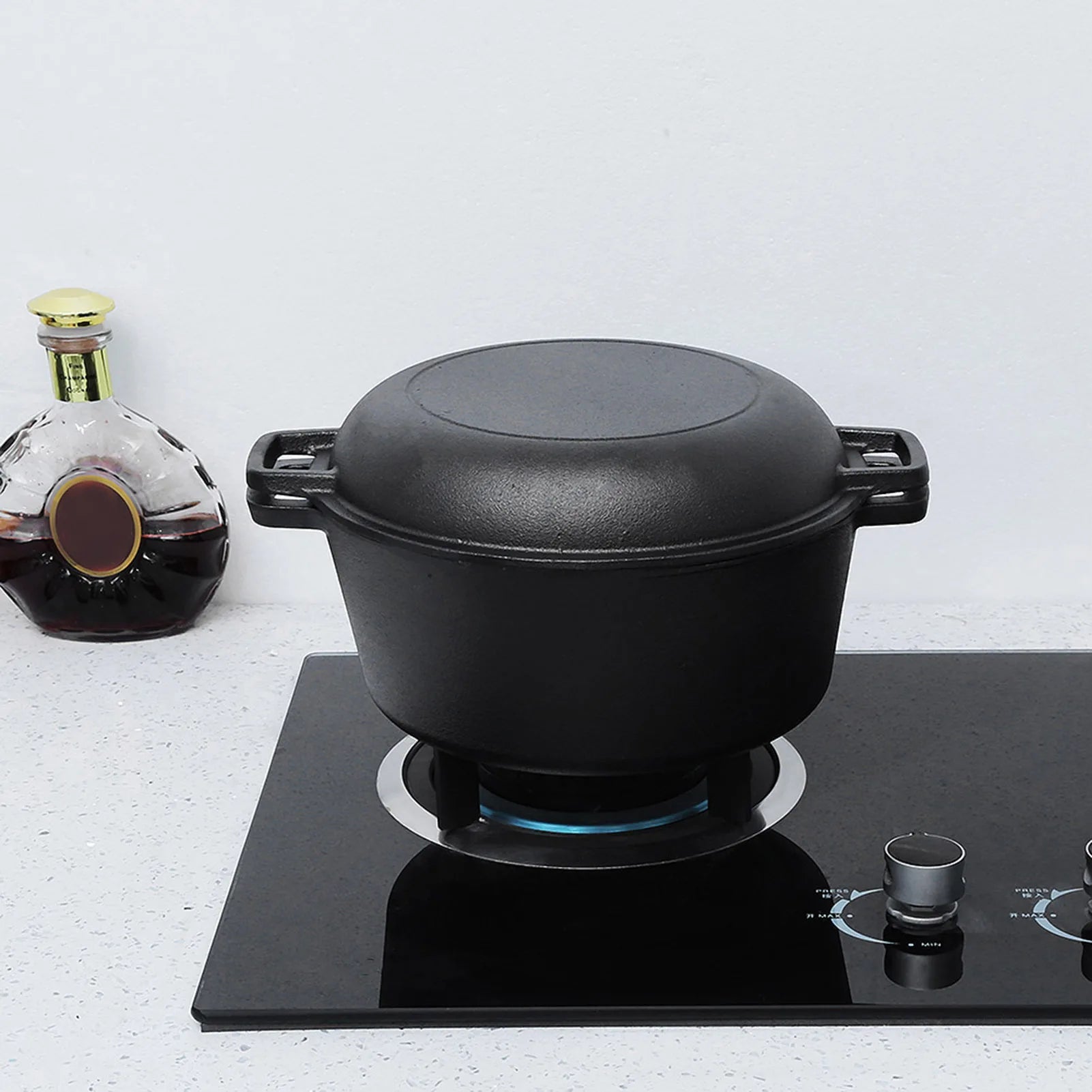 cocotte en fonte ronde avec couvercle grill 2 en 1 - Prati - Kitchen
