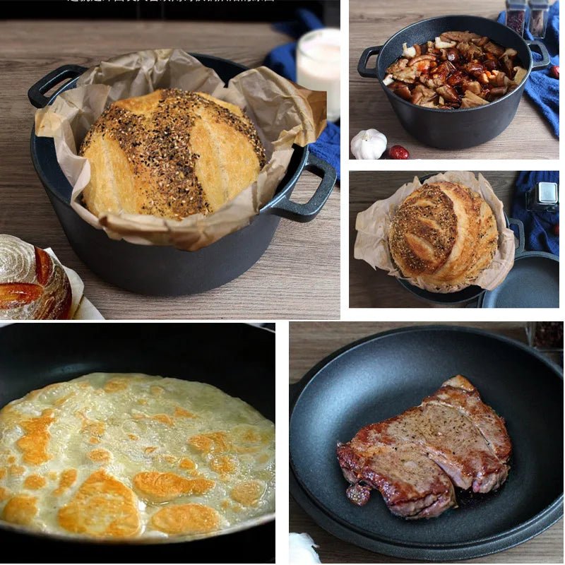 cocotte en fonte ronde avec couvercle grill 2 en 1 - Prati - Kitchen