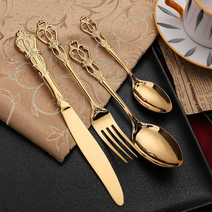 coffret de couverts 24 pièces doré - acier inoxydable (inox) tendance - Prati - Kitchen