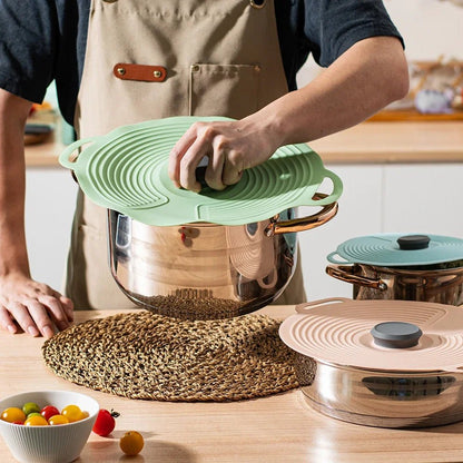 COUVERCLE SILICONE ANTI - DÉBORDEMENT ULTIME | Lot 5 en 1 Conservation et Cuisson | Micro - Ondes - Prati - Kitchen