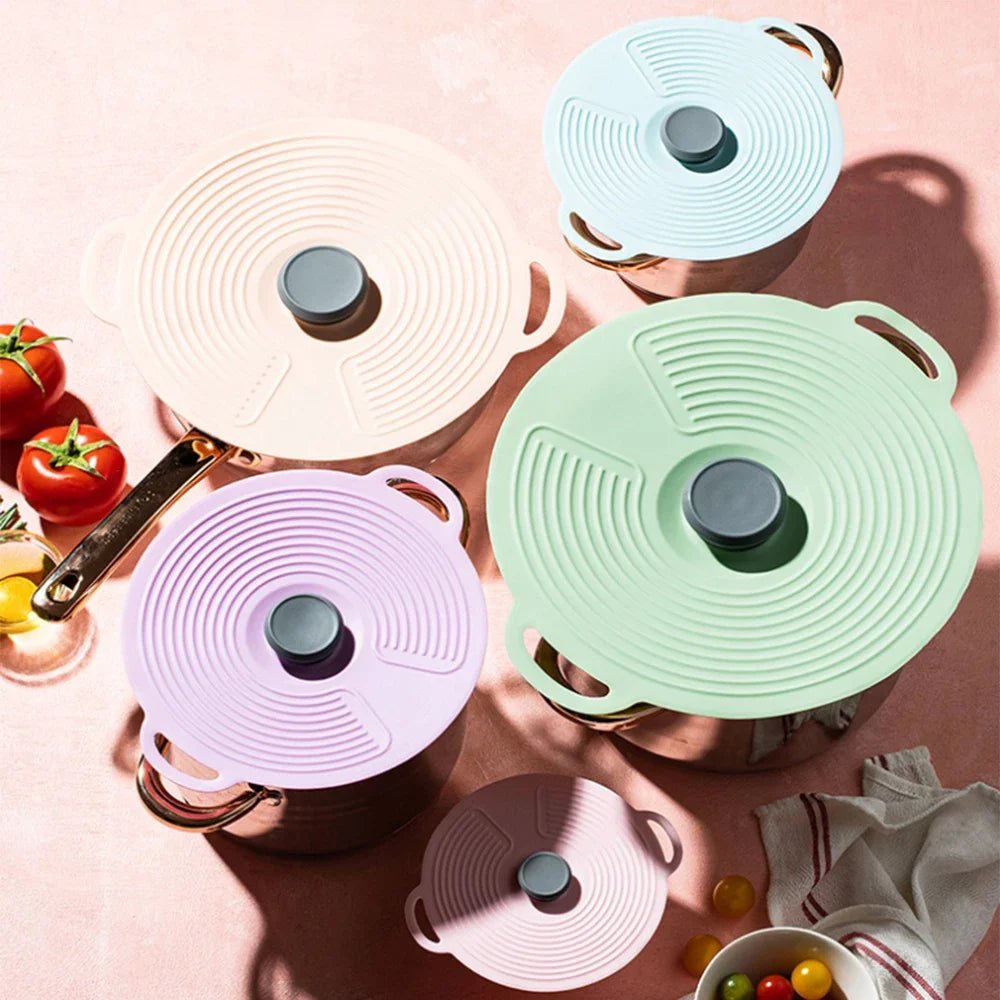 COUVERCLE SILICONE ANTI - DÉBORDEMENT ULTIME | Lot 5 en 1 Conservation et Cuisson | Micro - Ondes - Prati - Kitchen