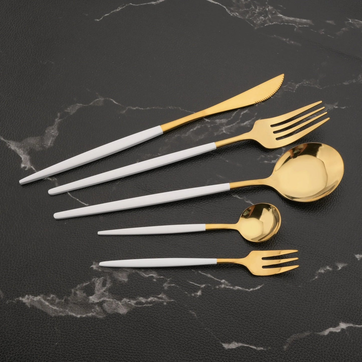 Couverts de table acier inoxydable blanc et or - Prati - Kitchen