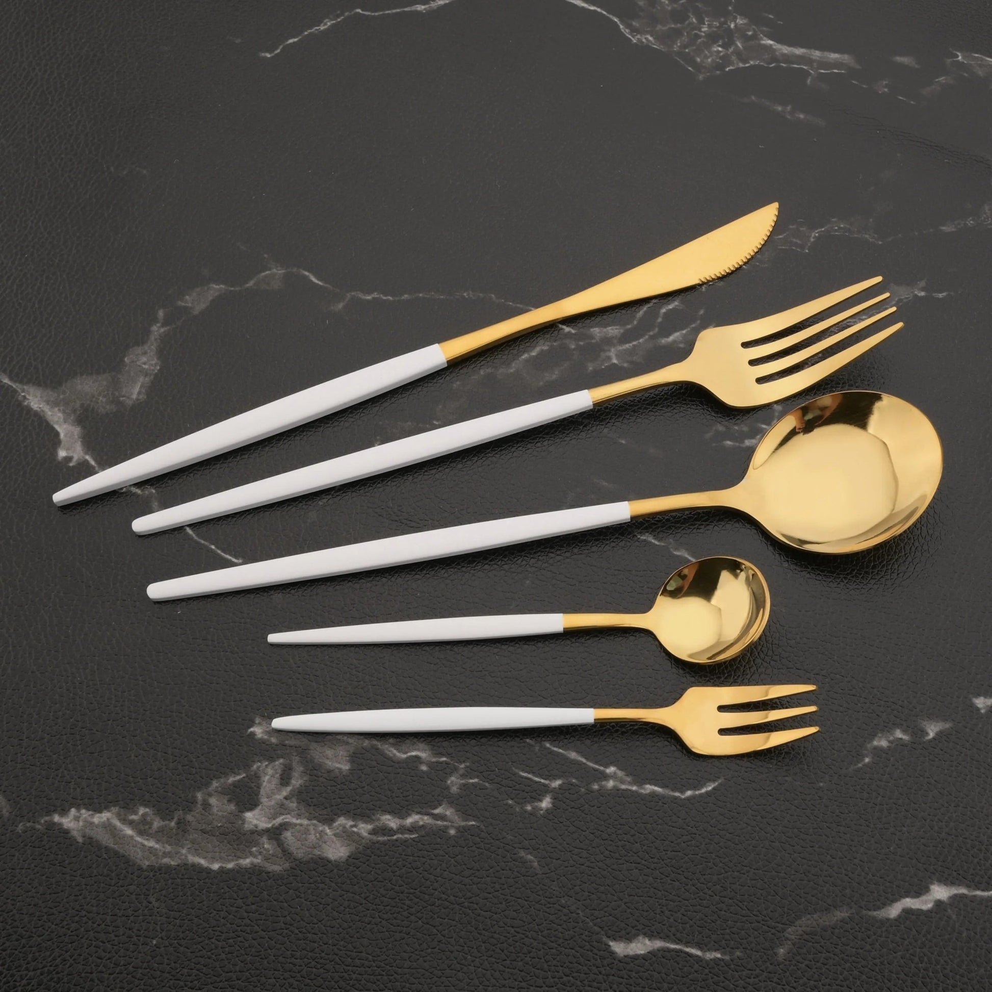 Couverts de table acier inoxydable blanc et or - Prati - Kitchen