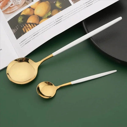Couverts de table acier inoxydable blanc et or - Prati - Kitchen