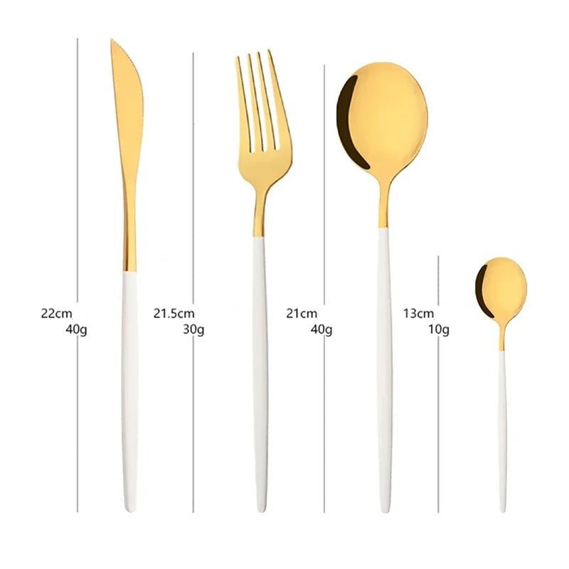 Couverts de table acier inoxydable blanc et or - Prati - Kitchen