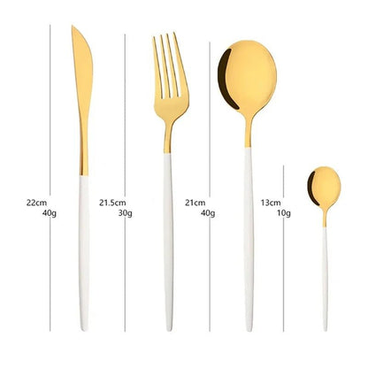 Couverts de table acier inoxydable blanc et or - Prati - Kitchen