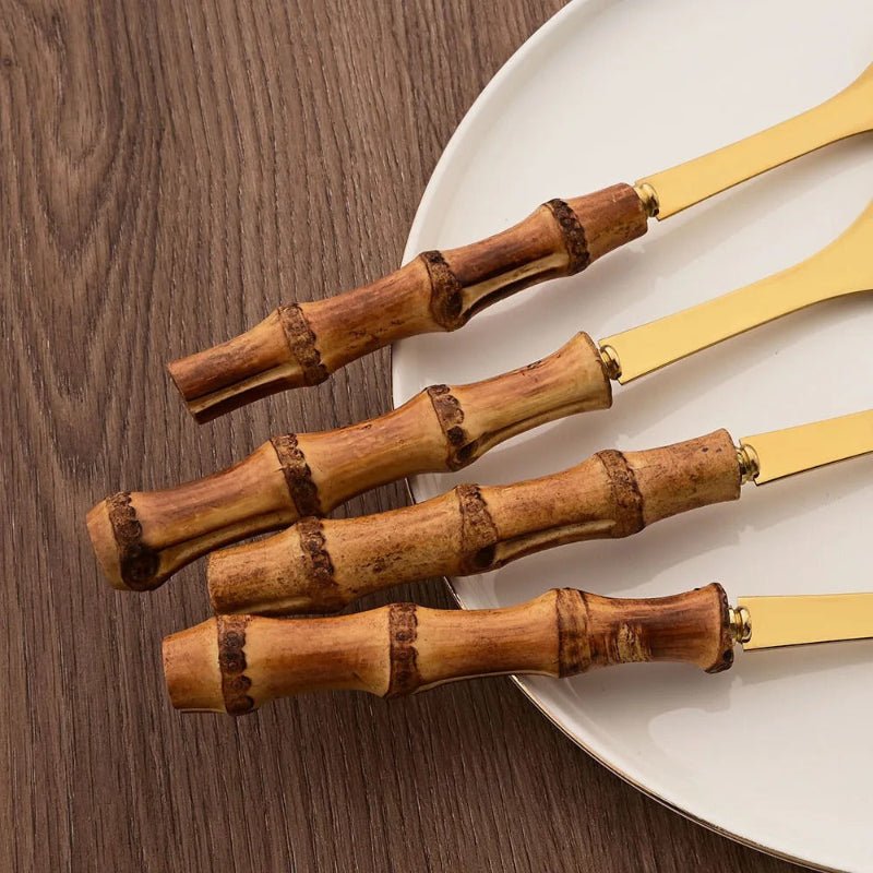 Couverts manche style bambou 20 pièces - Prati-Kitchen