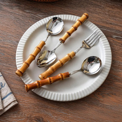 Couverts manche style bambou 20 pièces - Prati-Kitchen