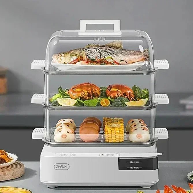 cuiseur- vapeur- électrique- 3- compartiments - cuisine- saine- et- rapide