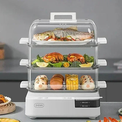 cuiseur- vapeur- électrique- 3- compartiments - cuisine- saine- et- rapide