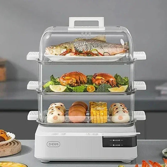 cuiseur- vapeur- électrique- 3- compartiments - cuisine- saine- et- rapide