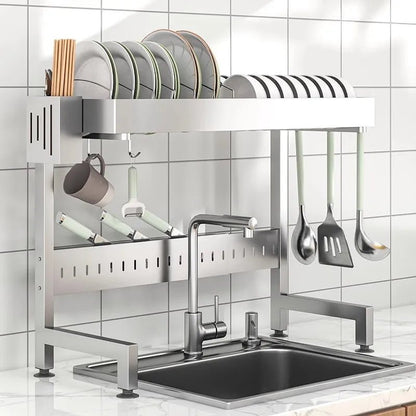 égouttoir à vaisselle 2 niveaux sur évier en acier INOX - Modulable, Extensible et Anti - Corrosion - Prati - Kitchen